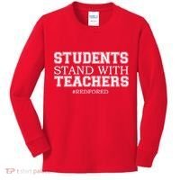 Students Stand With Teachers #RedForEd Kids Long Sleeve Shirt thumb 0
