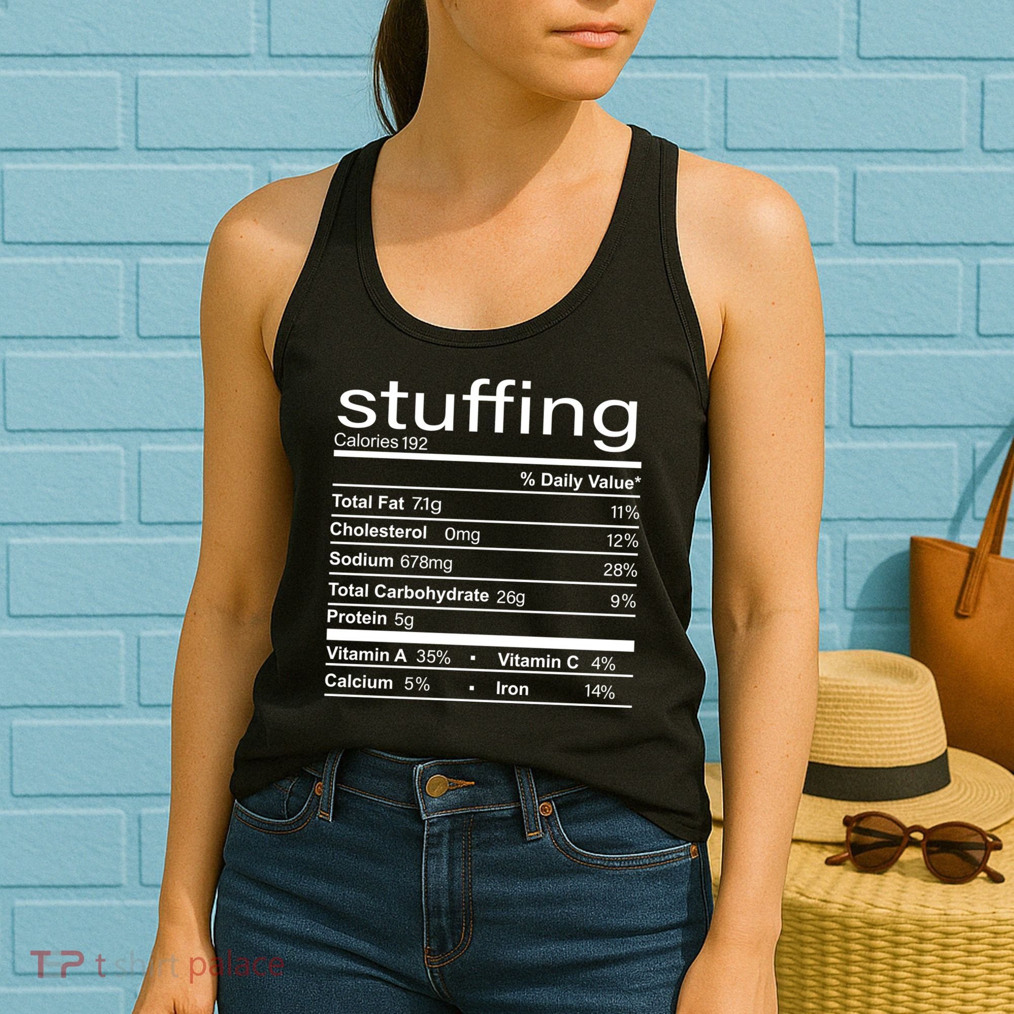 Stuffing Nutritional Facts Funny Thanksgiving Women's Tank Top