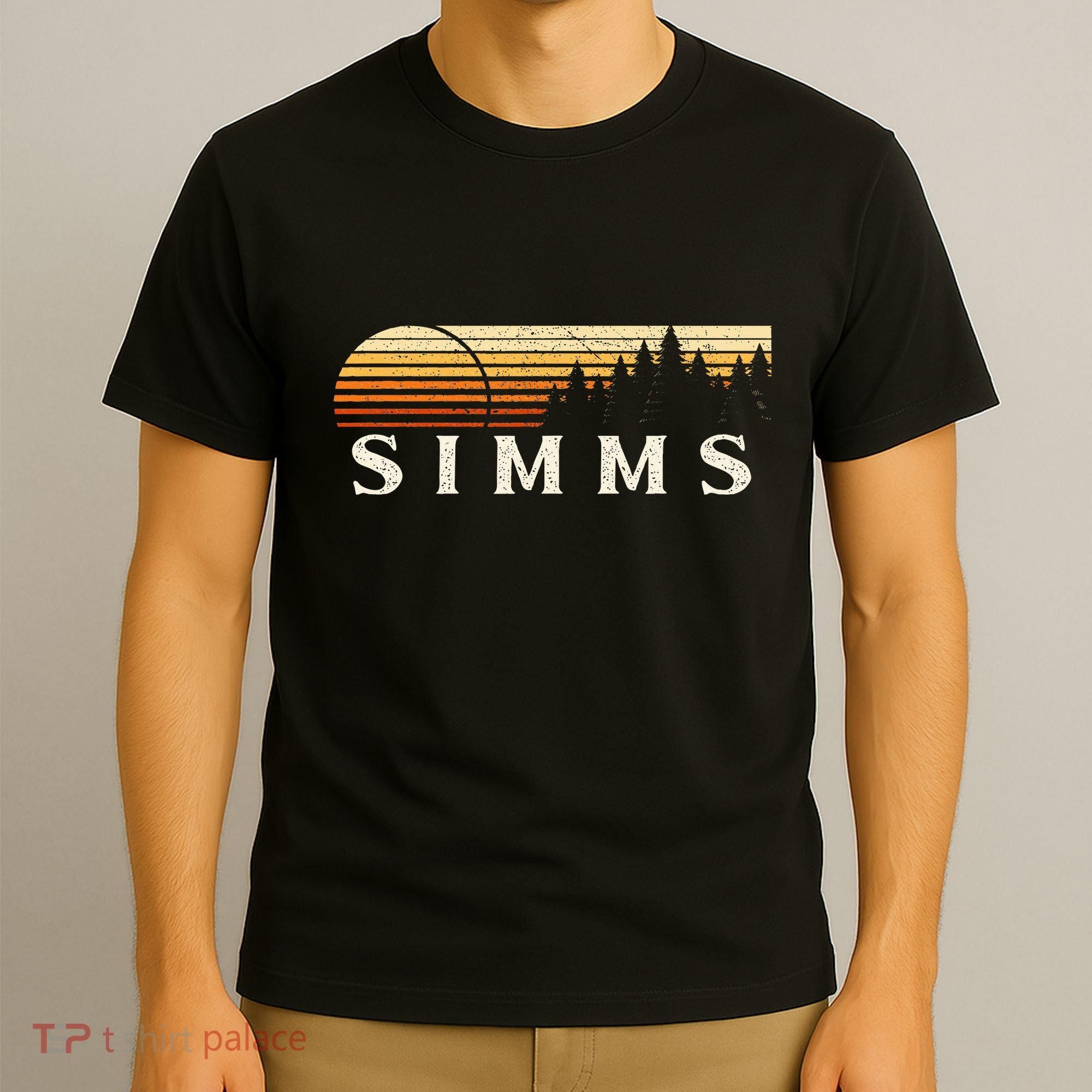 Simms Tx Vintage Evergreen Sunset Eighties Retro T-Shirt