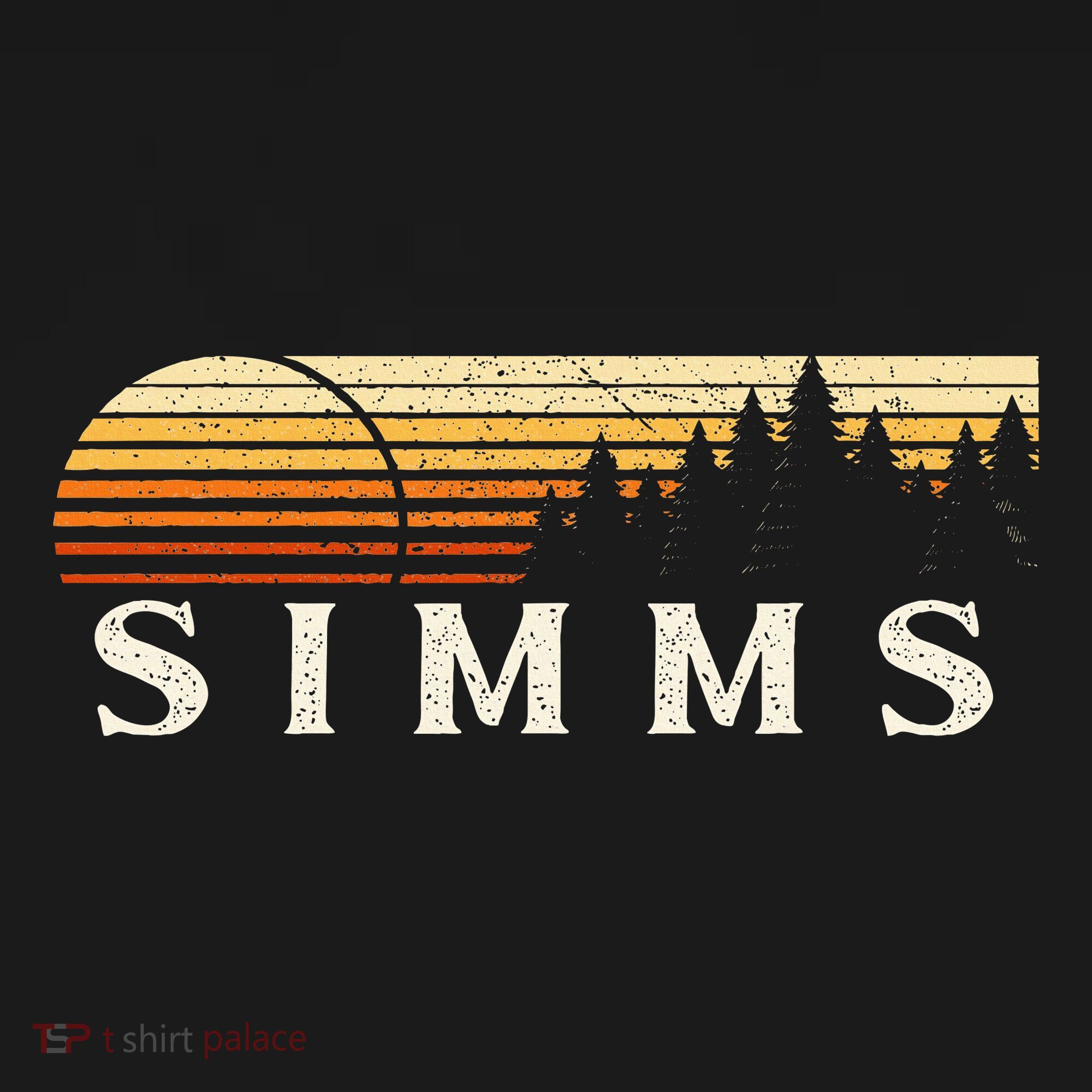 Simms Tx Vintage Evergreen Sunset Eighties Retro T-Shirt