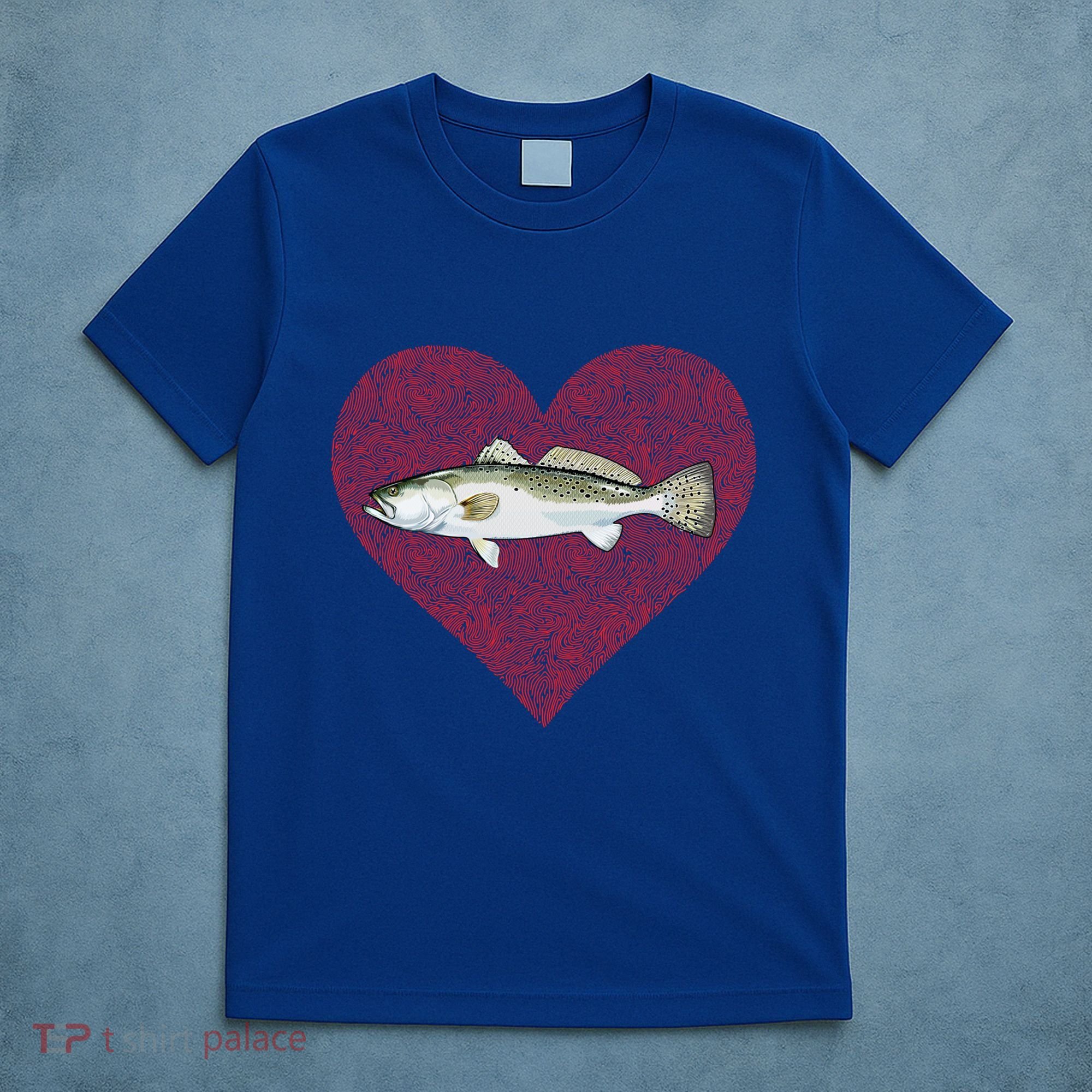 Speckled Trout Valentines Day Fish Love Fingerprint Cool Gift T-Shirt