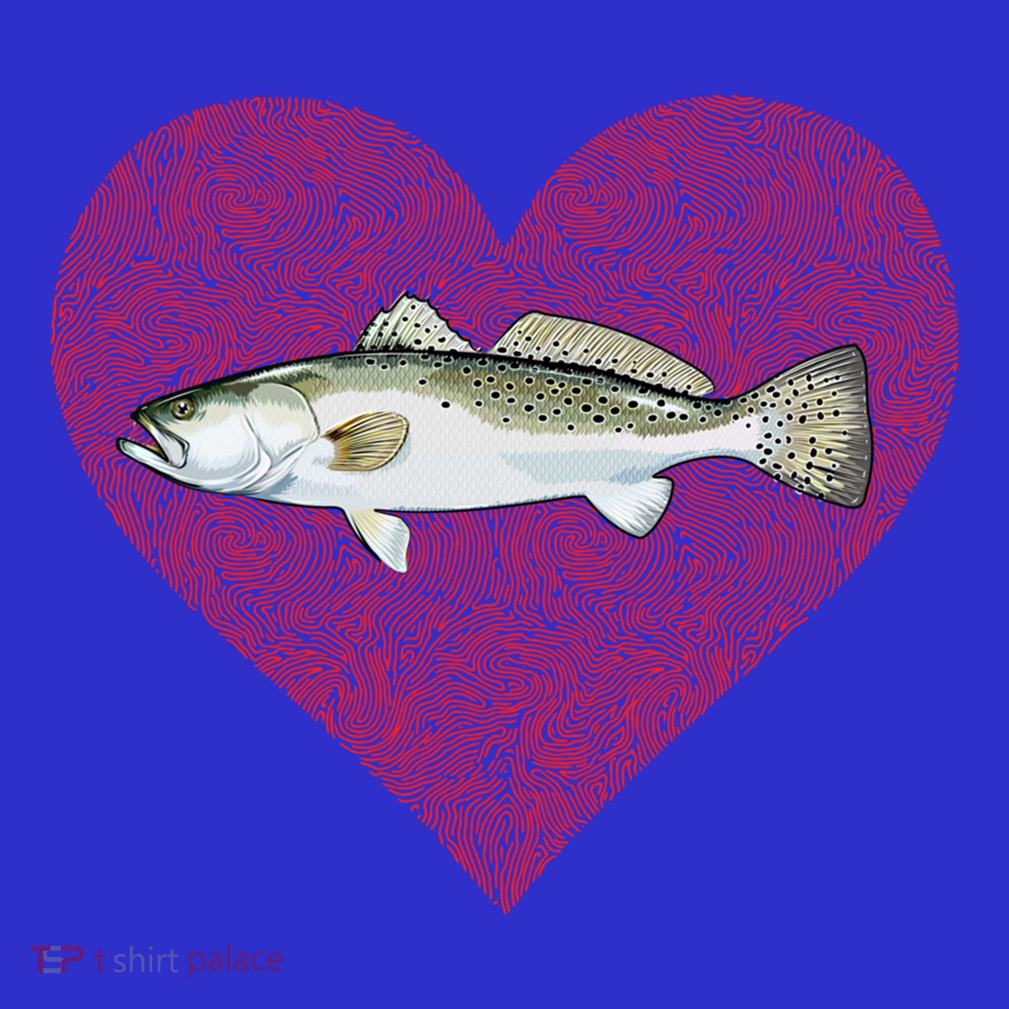 Speckled Trout Valentines Day Fish Love Fingerprint Cool Gift Polo