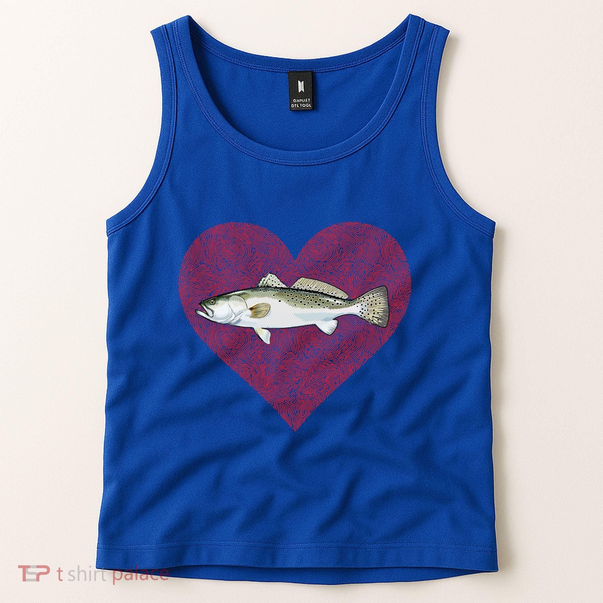 Speckled Trout Valentines Day Fish Love Fingerprint Cool Gift Tank Top