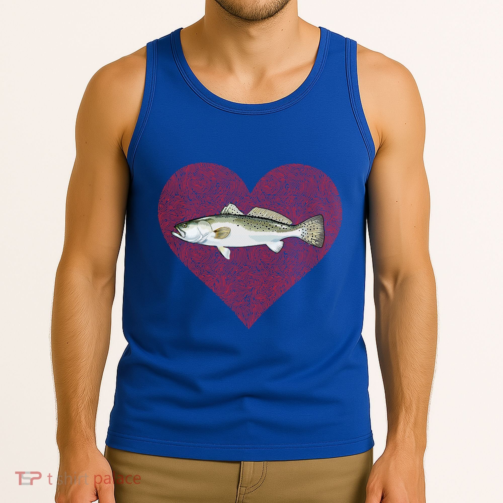 Speckled Trout Valentines Day Fish Love Fingerprint Cool Gift Tank Top