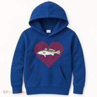 Speckled Trout Valentines Day Fish Love Fingerprint Cool Gift Kids Hoodie thumb 0