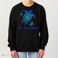 St Thomas Virgin Islands Sea Blue Tribal Turtle Women's Sweatshirt thumb 0