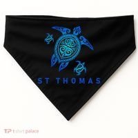 St Thomas Virgin Islands Sea Blue Tribal Turtle USA-Made Doggie Bandana thumb 0