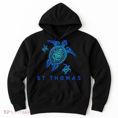 St Thomas Virgin Islands Sea Blue Tribal Turtle Hoodie