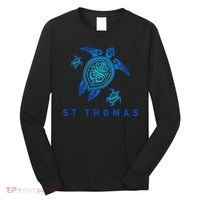 St Thomas Virgin Islands Sea Blue Tribal Turtle Long Sleeve Shirt thumb 0