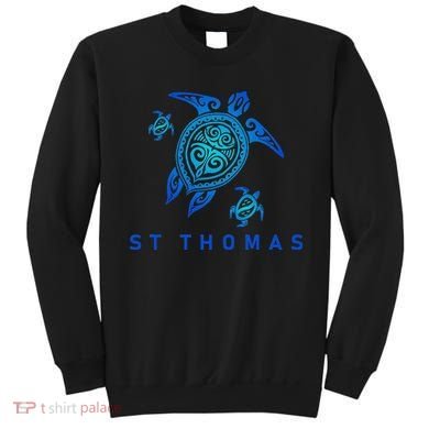 St Thomas Virgin Islands Sea Blue Tribal Turtle Sweatshirt
