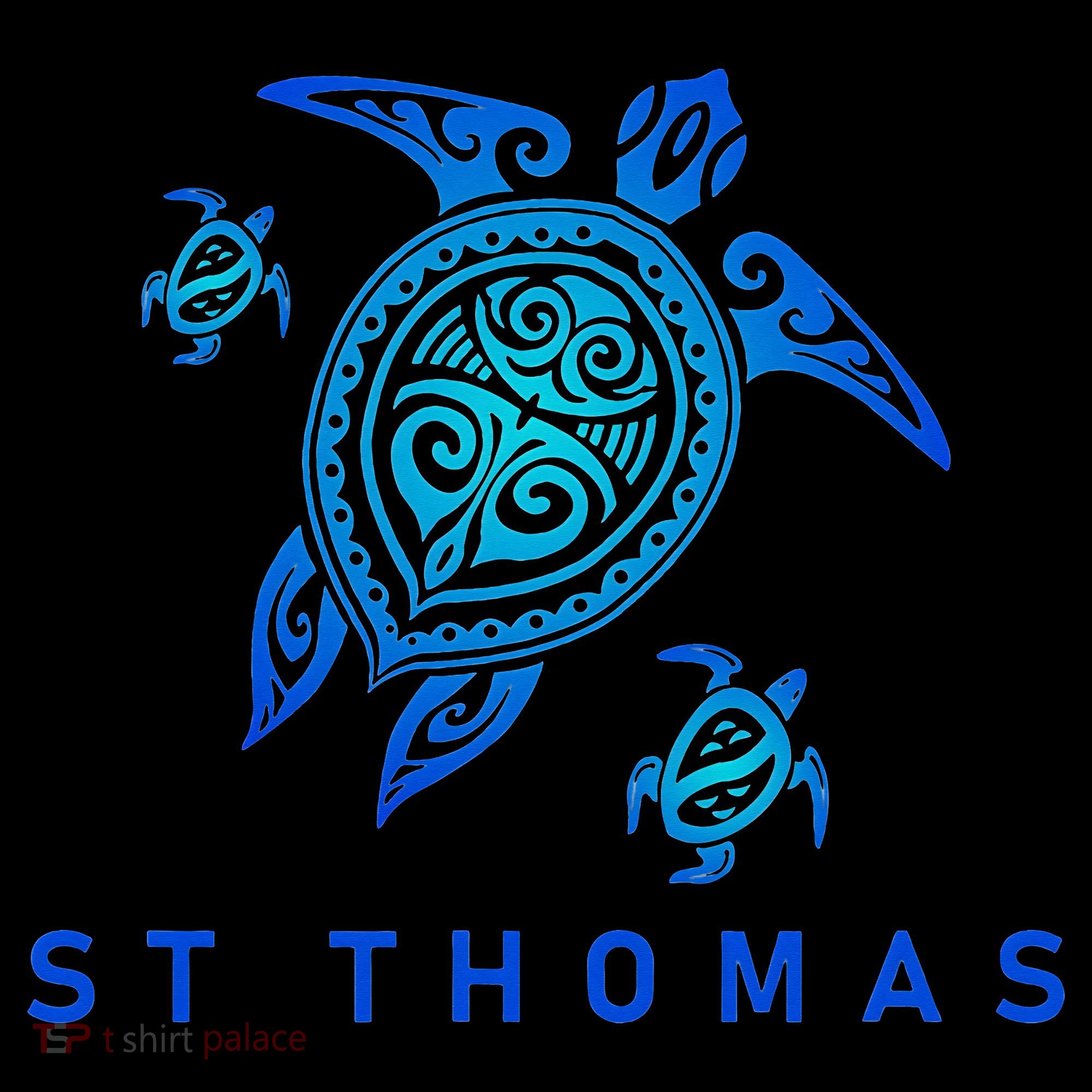 St Thomas Virgin Islands Sea Blue Tribal Turtle Women's Hoodie