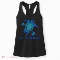 St Thomas Virgin Islands Sea Blue Tribal Turtle Women's Tank Top thumb 0