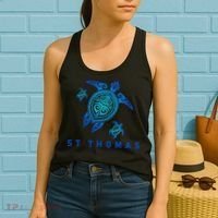 St Thomas Virgin Islands Sea Blue Tribal Turtle Women's Tank Top thumb 2