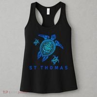 St Thomas Virgin Islands Sea Blue Tribal Turtle Women's Tank Top thumb 3