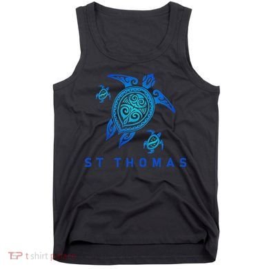 St Thomas Virgin Islands Sea Blue Tribal Turtle Tank Top