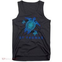 St Thomas Virgin Islands Sea Blue Tribal Turtle Tank Top thumb 0