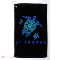 St Thomas Virgin Islands Sea Blue Tribal Turtle Golf Towel thumb 0