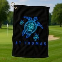 St Thomas Virgin Islands Sea Blue Tribal Turtle Golf Towel thumb 1