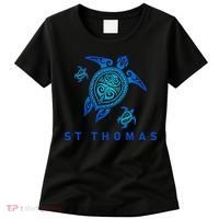 St Thomas Virgin Islands Sea Blue Tribal Turtle Women's T-Shirt thumb 0