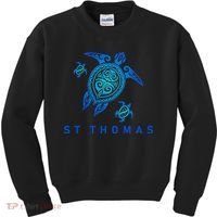 St Thomas Virgin Islands Sea Blue Tribal Turtle Kids Sweatshirt thumb 0