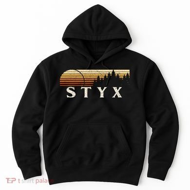 Styx Tx Vintage Evergreen Sunset Eighties Hoodie