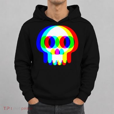 Skull Trippy Vaporwave Halloween Techno Rave Edm Party Hoodie
