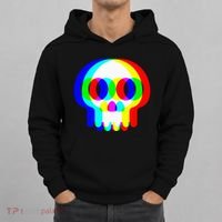 Skull Trippy Vaporwave Halloween Techno Rave Edm Party Hoodie thumb 0