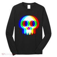 Skull Trippy Vaporwave Halloween Techno Rave Edm Party Long Sleeve Shirt thumb 0
