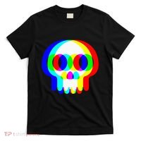 Skull Trippy Vaporwave Halloween Techno Rave Edm Party T-Shirt thumb 0
