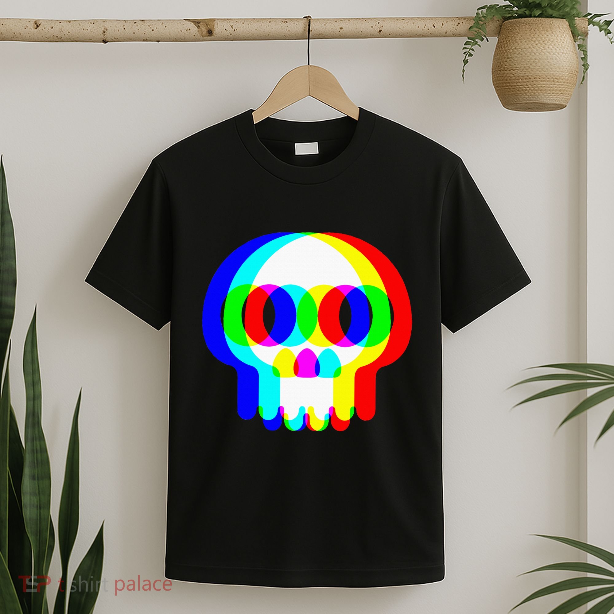 Skull Trippy Vaporwave Halloween Techno Rave Edm Party T-Shirt