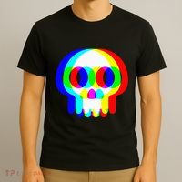 Skull Trippy Vaporwave Halloween Techno Rave Edm Party T-Shirt thumb 3