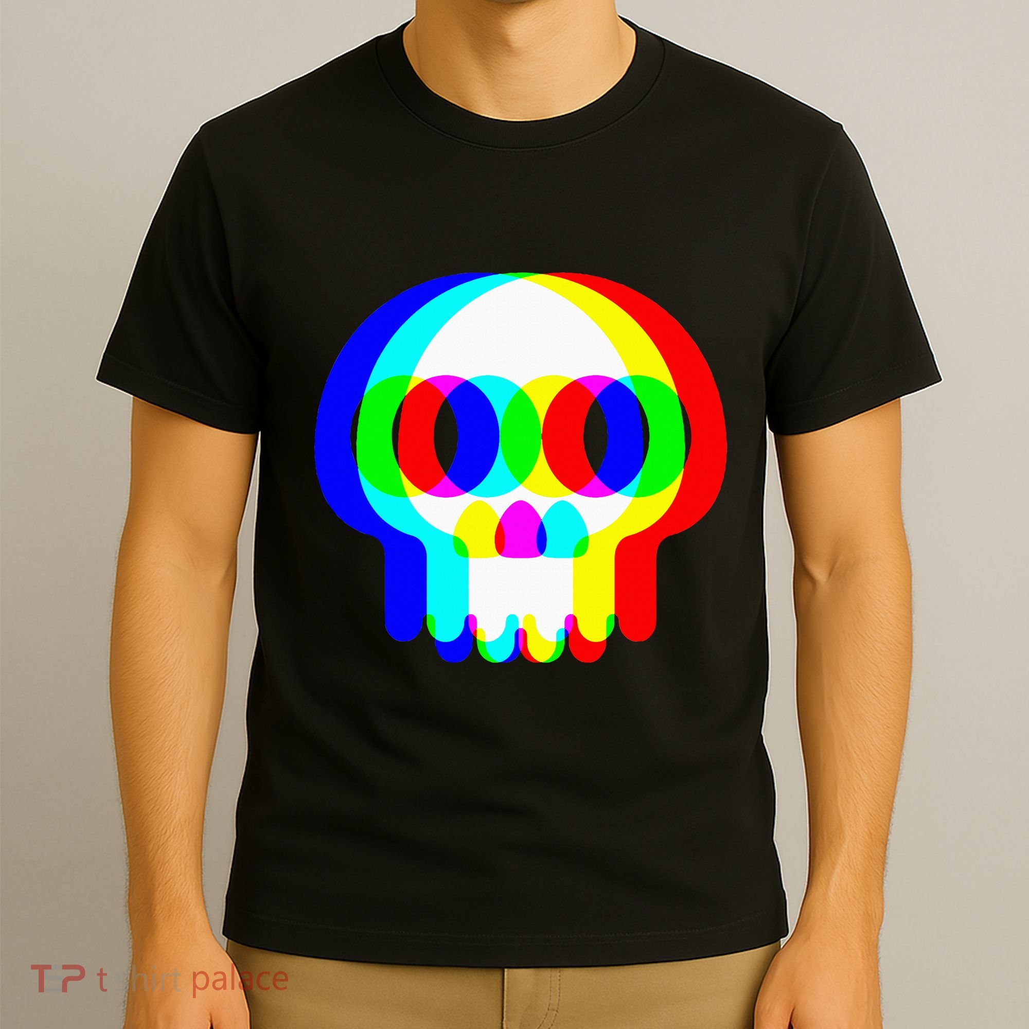 Skull Trippy Vaporwave Halloween Techno Rave Edm Party T-Shirt