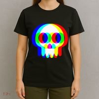 Skull Trippy Vaporwave Halloween Techno Rave Edm Party T-Shirt thumb 4
