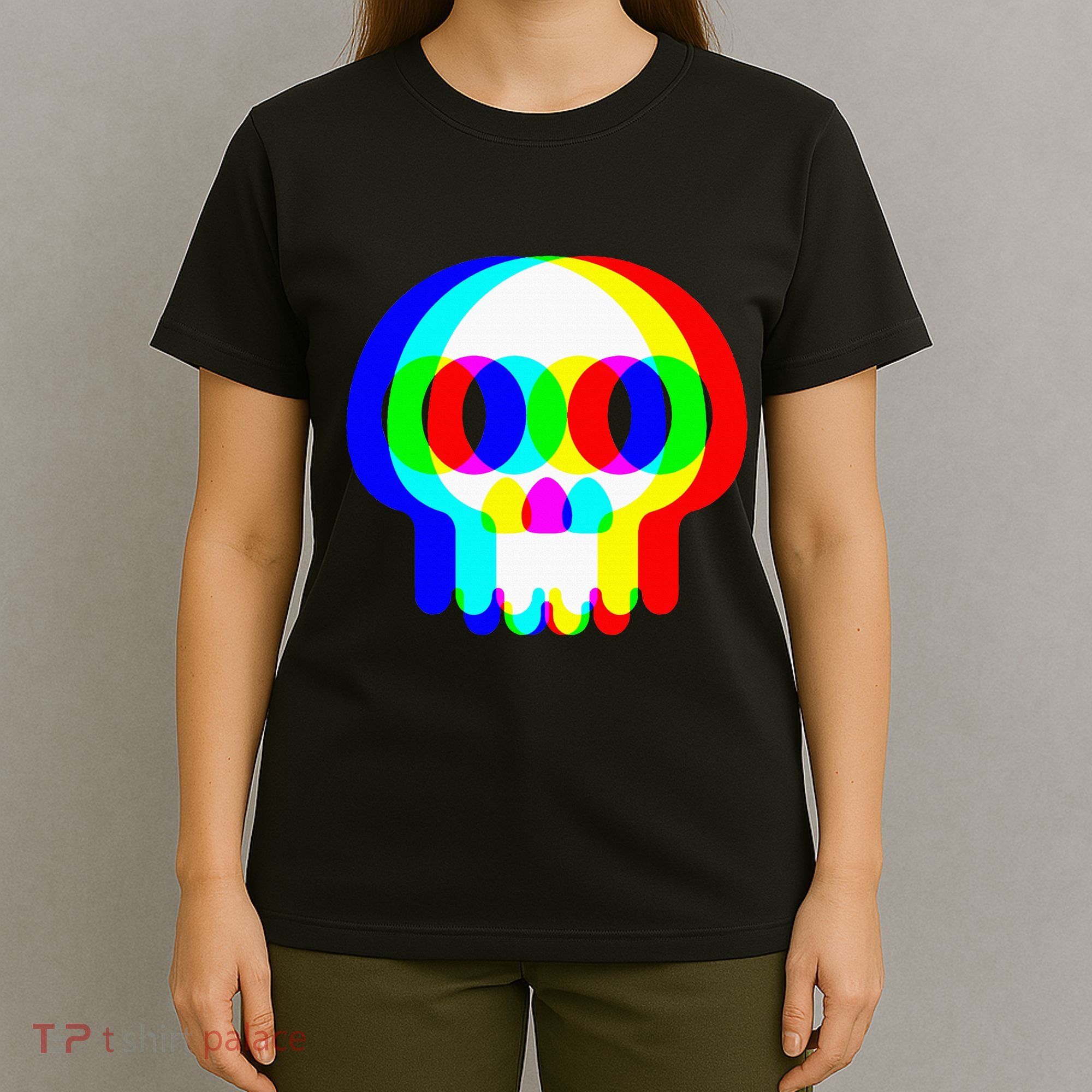 Skull Trippy Vaporwave Halloween Techno Rave Edm Party T-Shirt