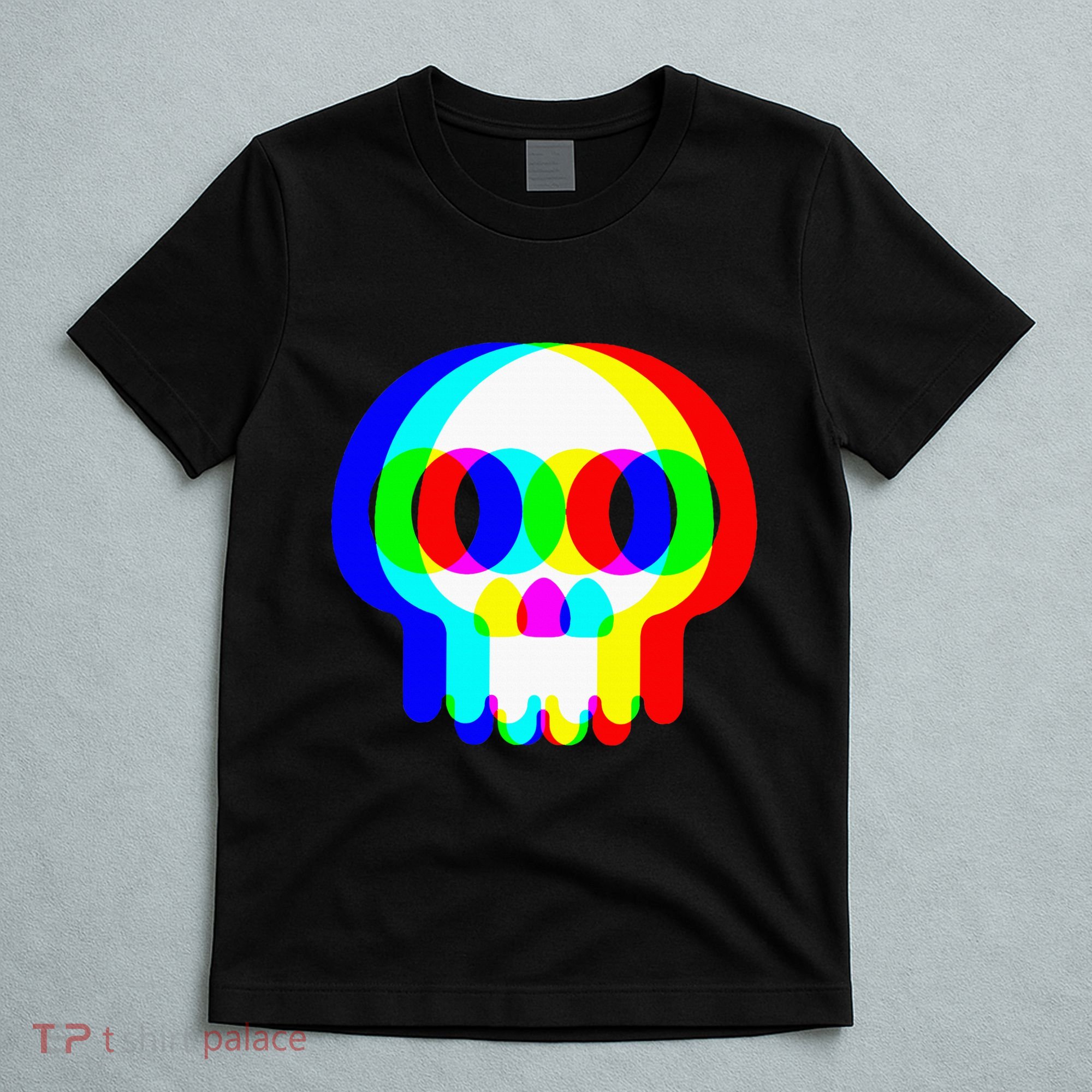 Skull Trippy Vaporwave Halloween Techno Rave Edm Party T-Shirt
