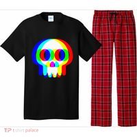 Skull Trippy Vaporwave Halloween Techno Rave Edm Party Pajama Set thumb 0