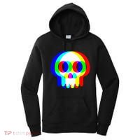 Skull Trippy Vaporwave Halloween Techno Rave Edm Party Women's Hoodie thumb 0