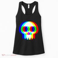 Skull Trippy Vaporwave Halloween Techno Rave Edm Party Women's Tank Top thumb 0
