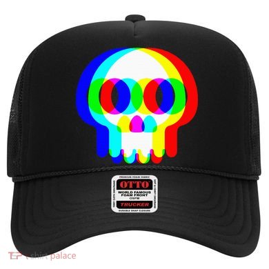 Skull Trippy Vaporwave Halloween Techno Rave Edm Party Hat