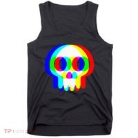 Skull Trippy Vaporwave Halloween Techno Rave Edm Party Tank Top thumb 0