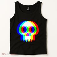 Skull Trippy Vaporwave Halloween Techno Rave Edm Party Tank Top thumb 2