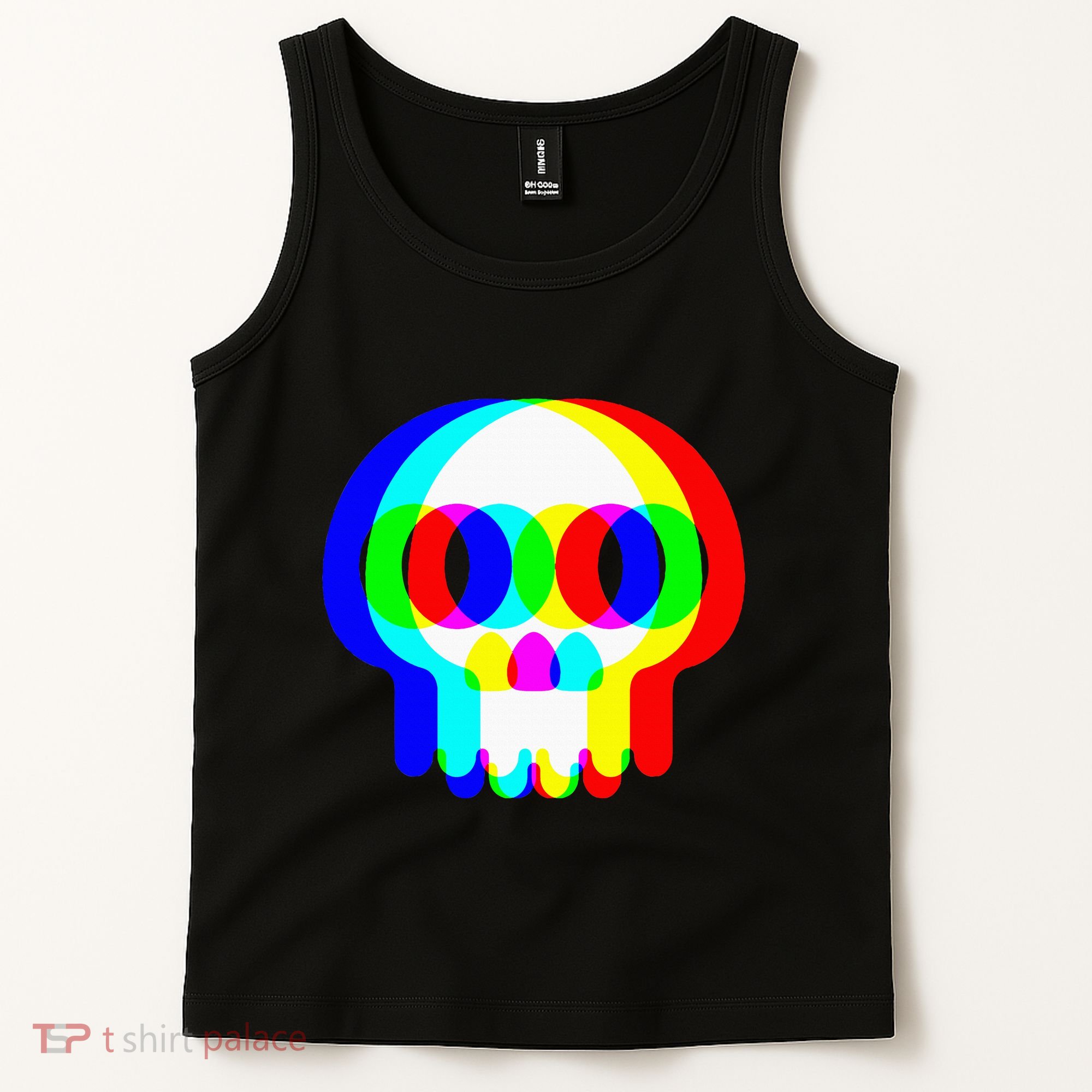 Skull Trippy Vaporwave Halloween Techno Rave Edm Party Tank Top