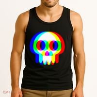 Skull Trippy Vaporwave Halloween Techno Rave Edm Party Tank Top thumb 3