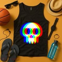 Skull Trippy Vaporwave Halloween Techno Rave Edm Party Tank Top thumb 4