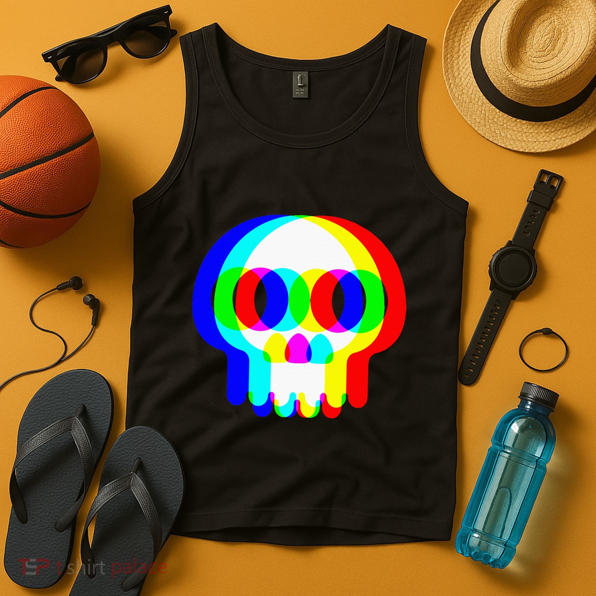 Skull Trippy Vaporwave Halloween Techno Rave Edm Party Tank Top