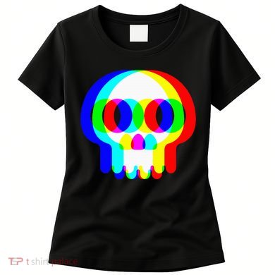 Skull Trippy Vaporwave Halloween Techno Rave Edm Party Women's T-Shirt