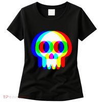 Skull Trippy Vaporwave Halloween Techno Rave Edm Party Women's T-Shirt thumb 0