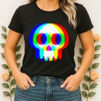 Skull Trippy Vaporwave Halloween Techno Rave Edm Party Women's T-Shirt thumb 2
