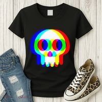 Skull Trippy Vaporwave Halloween Techno Rave Edm Party Women's T-Shirt thumb 3