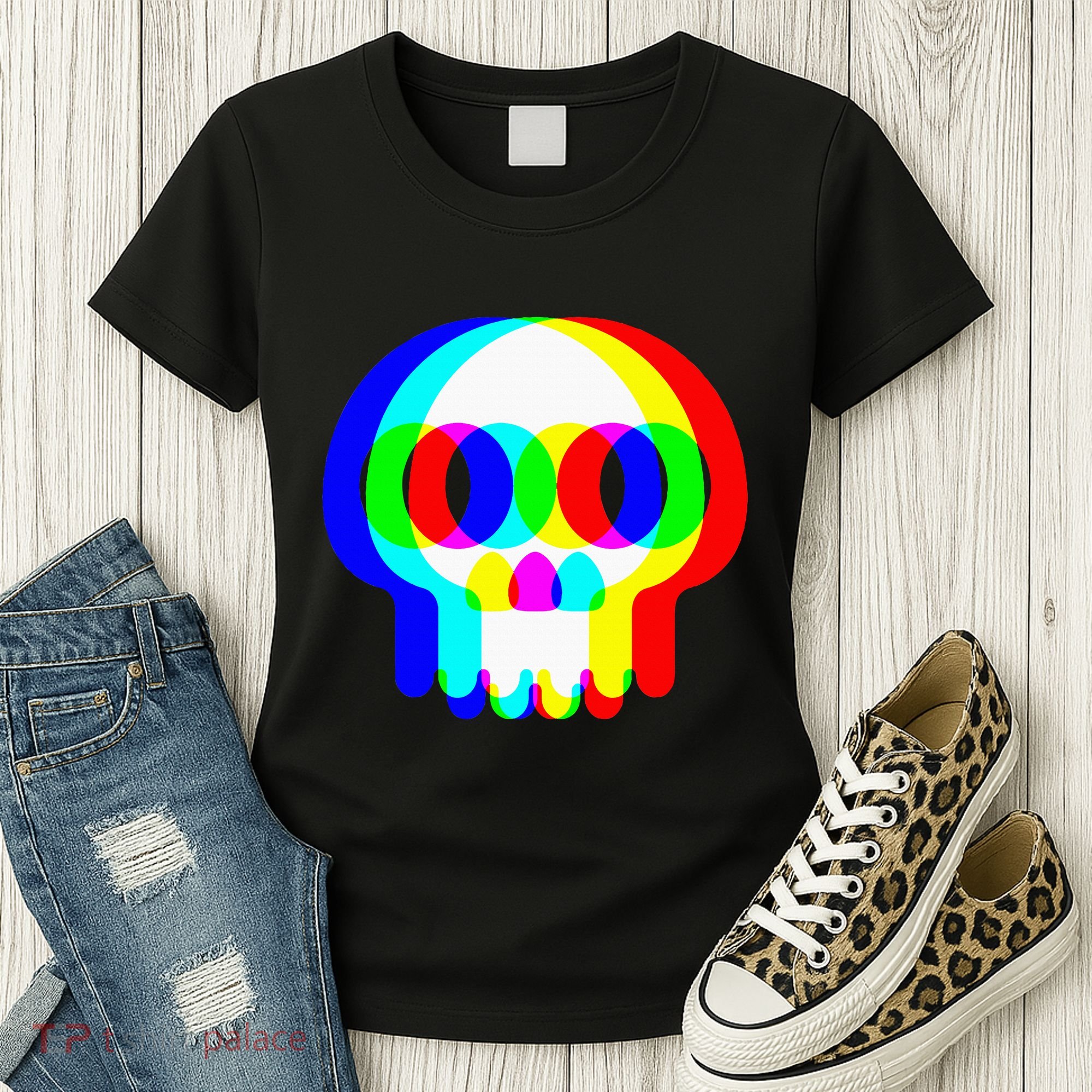 Skull Trippy Vaporwave Halloween Techno Rave Edm Party Women's T-Shirt